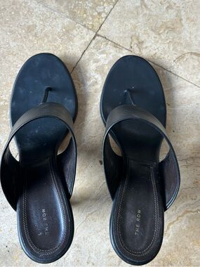 The Row Black Leather Sandals